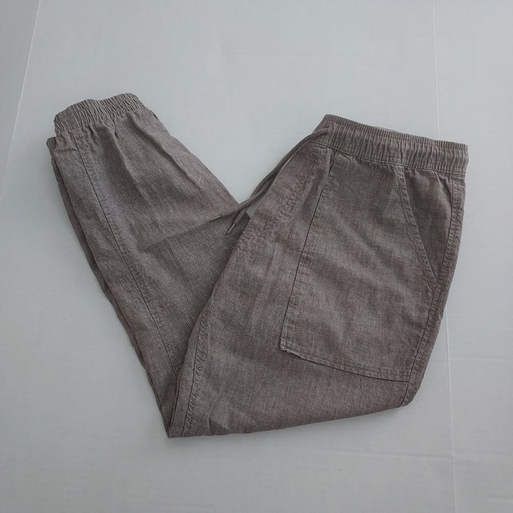 Sun + Stone Men's Tan Charles Linen Blend Jogger Pants. Size Large